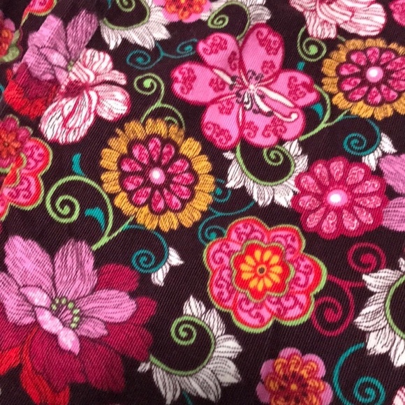 Vera Bradley Corduroy Floral Pants Wide Leg Crop - Picture 3 of 5